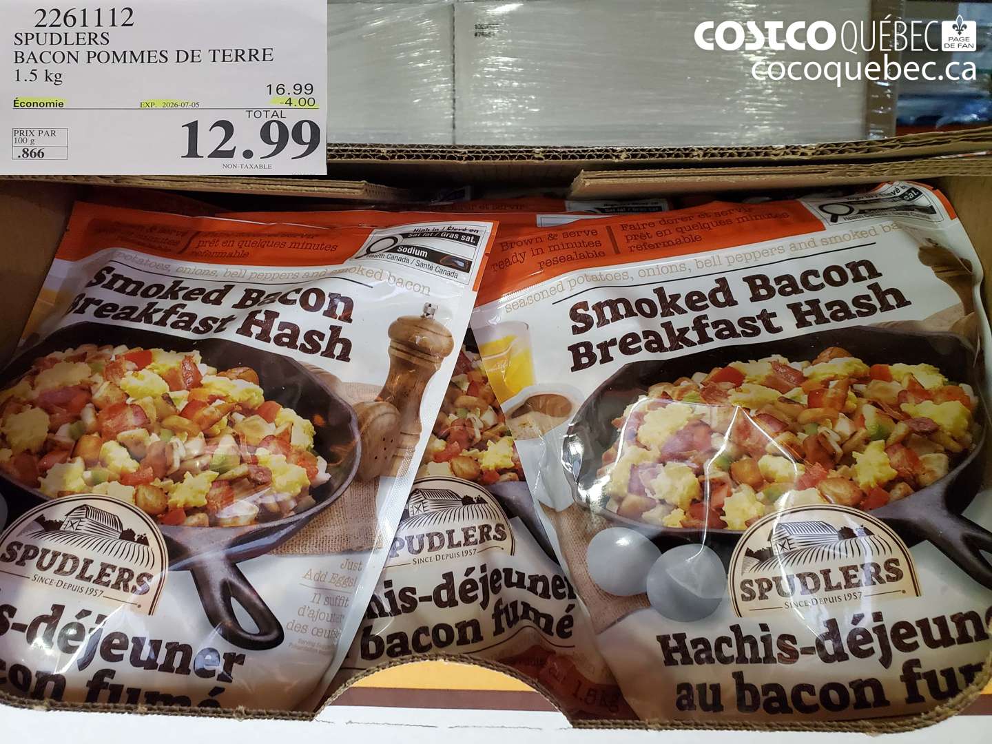 2261112 SPUDLERS BACON POMMES DE TERRE 1.5 KG ($4.00 INSTANT SAVINGS EXPIRES ON 2026-07-05) $12.99