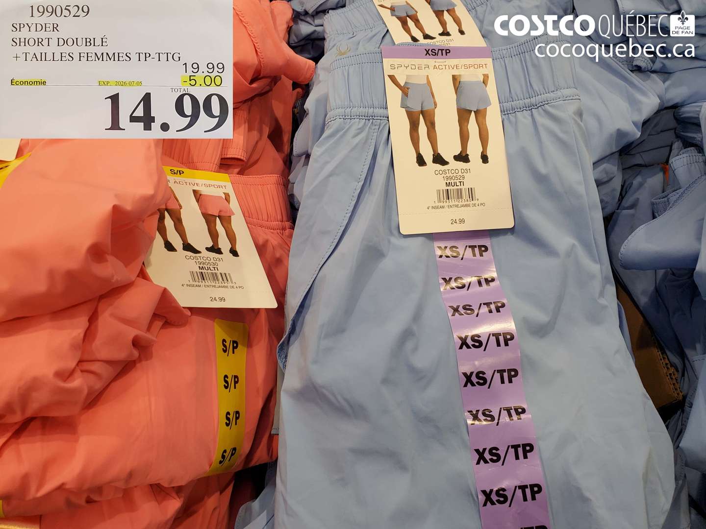 1990529 SPYDER SHORT DOUBLÉ +TAILLES FEMMES TP-TTG ($5.00 INSTANT SAVINGS EXPIRES ON 2026-07-05) $14.99