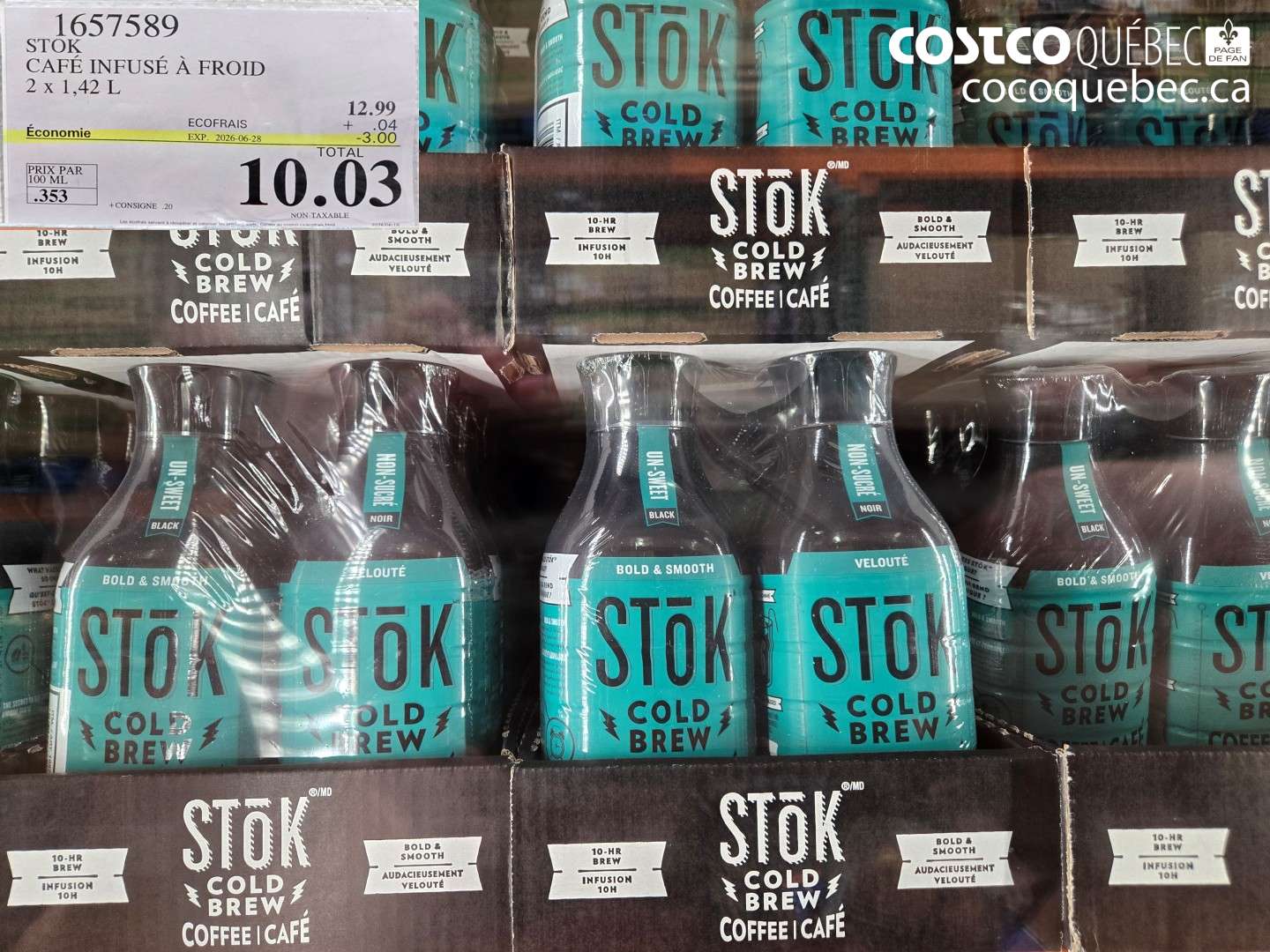 1657589 STOK CAFÉ INFUSÉ À FROID 2 X 1.42 L ($3.00 INSTANT SAVINGS EXPIRES ON 2026-06-28) $10.03