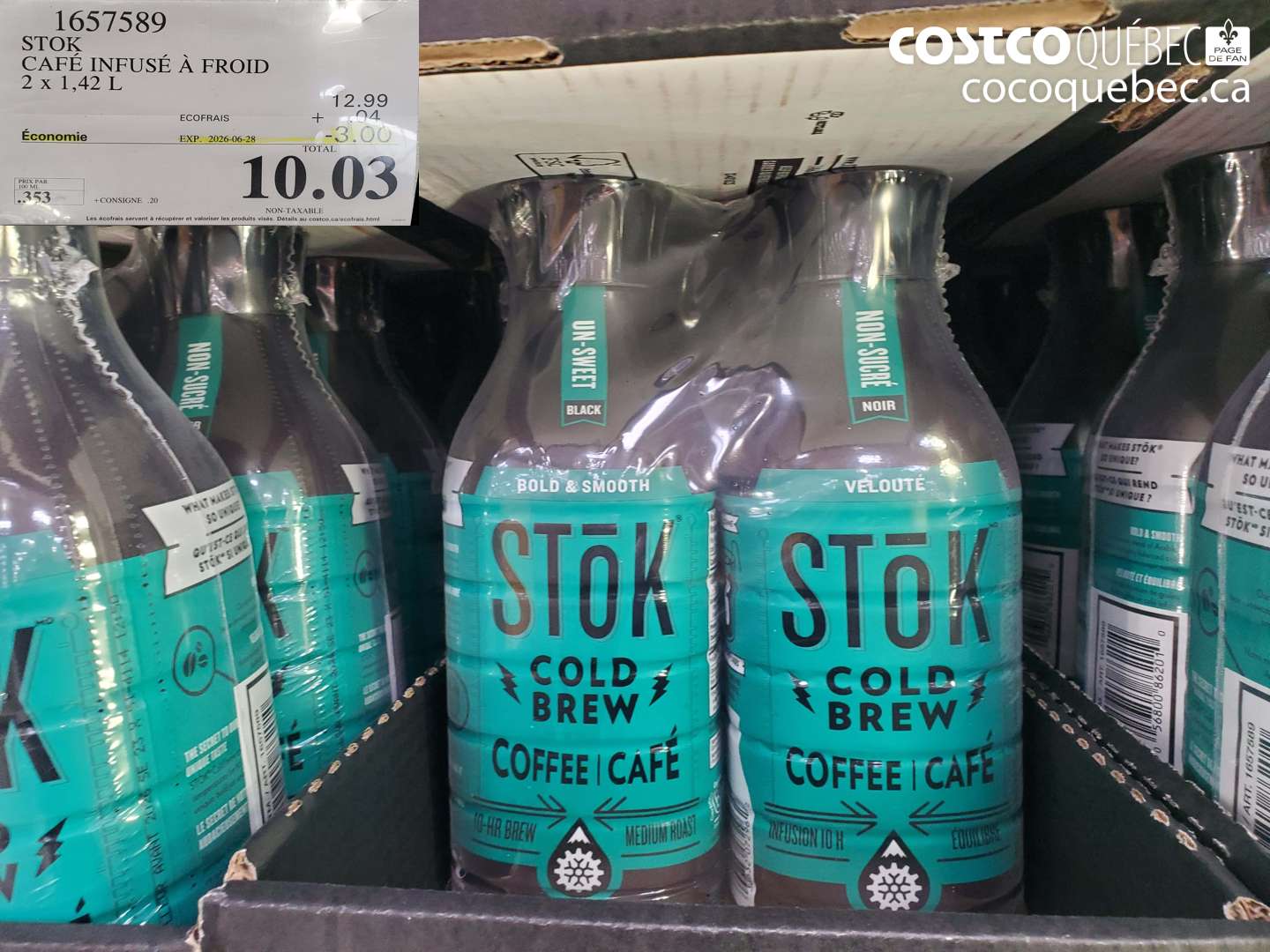 1657589 STOK CAFÉ INFUSÉ À FROID 2 X 1.42 L ($3.00 INSTANT SAVINGS EXPIRES ON 2026-06-28) $10.03
