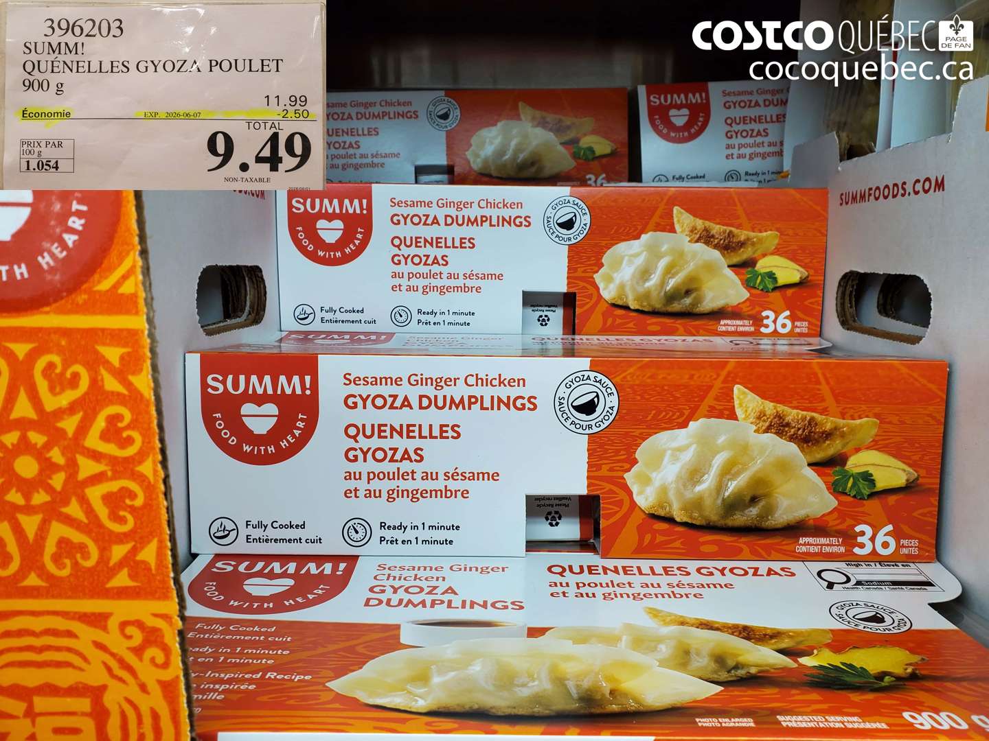 396203 SUMM! QUÉNELLES GYOZA POULET 900 G ($2.50 INSTANT SAVINGS EXPIRES ON 2026-06-07) $9.49