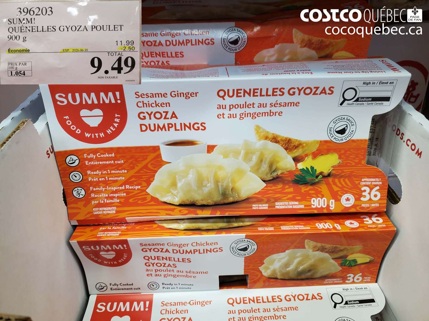 396203 SUMM! QUÉNELLES GYOZA POULET 900 G ($2.50 INSTANT SAVINGS EXPIRES ON 2026-06-10) $9.49