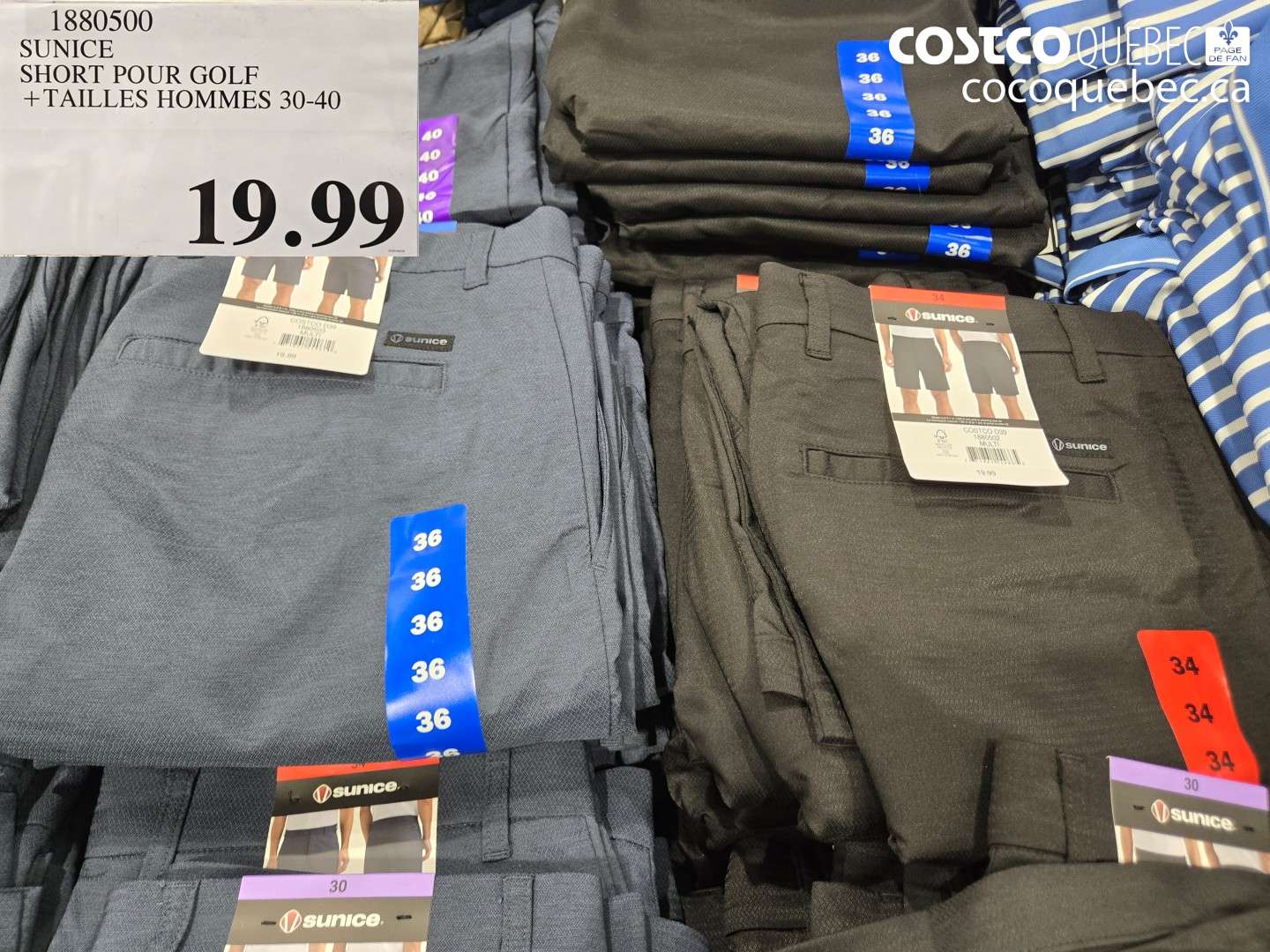 1880500 SUNICE SHORT POUR GOLF + TAILLES HOMMES 30-40 $19.99