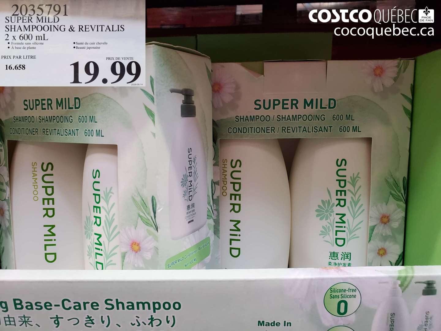 2035791 SUPER MILD SHAMPOOING & REVITALIS 2 X 600 ML $19.99