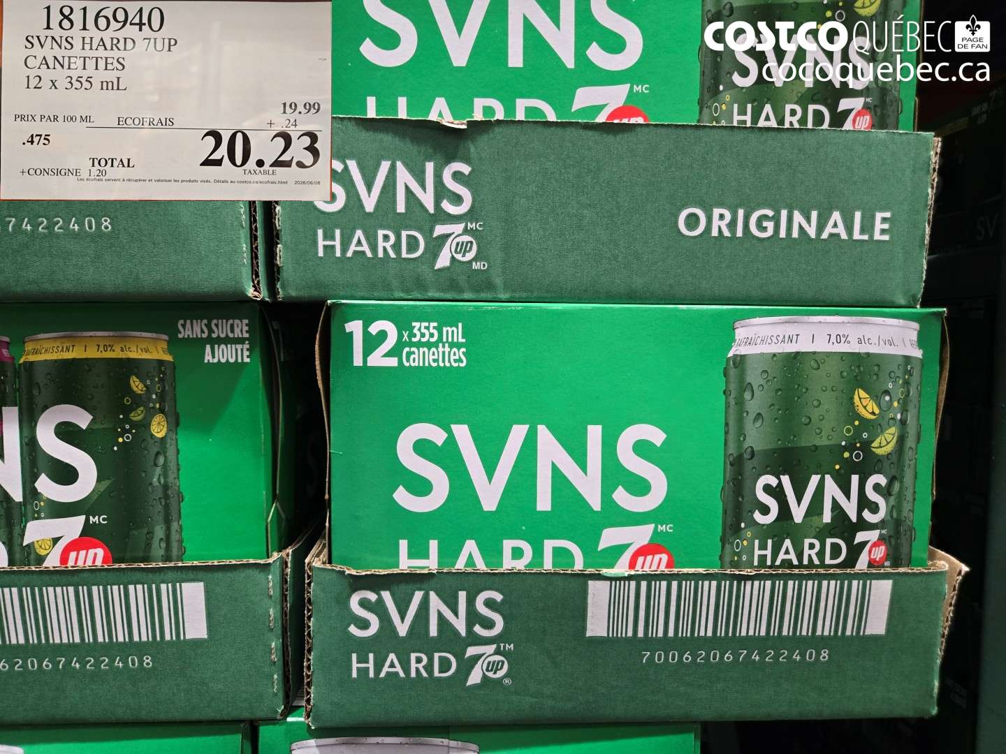 1816940 SVNS HARD 7UP CANETTES $20.23