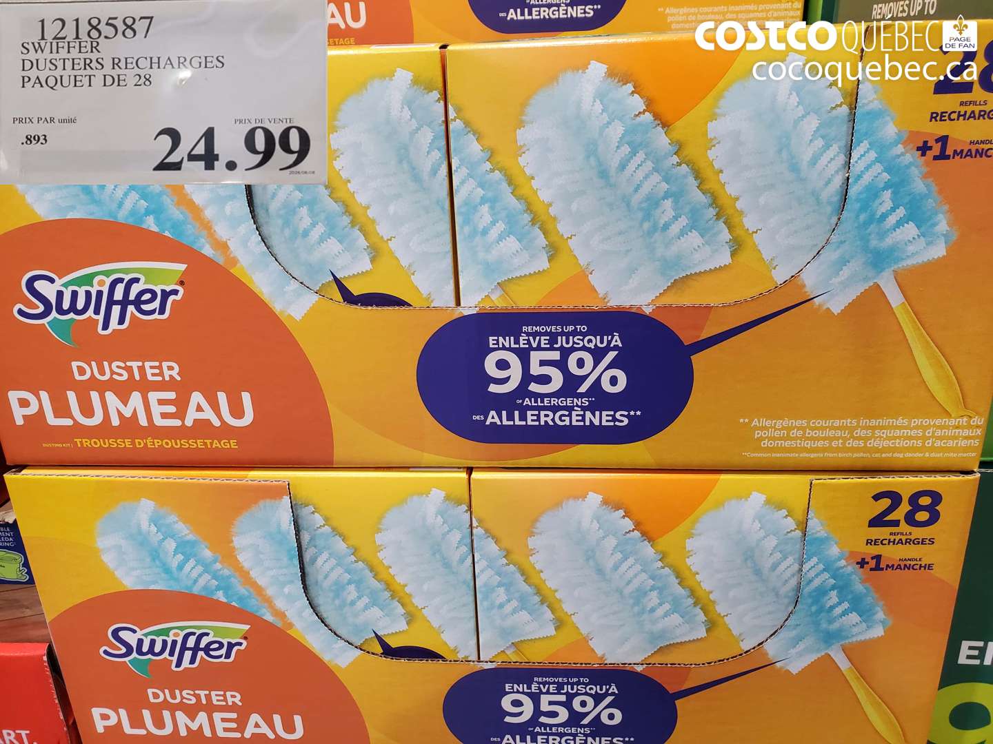 1218587 SWIFFER DUSTERS RECHARGES PAQUET DE 28 $24.99