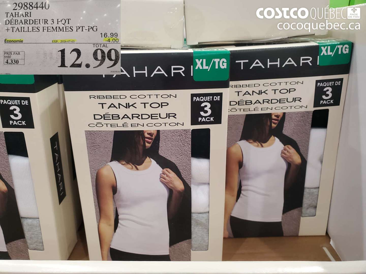2988440 TAHARI DÉBARDEUR 3 PQT + TAILLES FEMMES PT-PG ($4.00 INSTANT SAVINGS EXPIRES ON 2026-07-03) $12.99