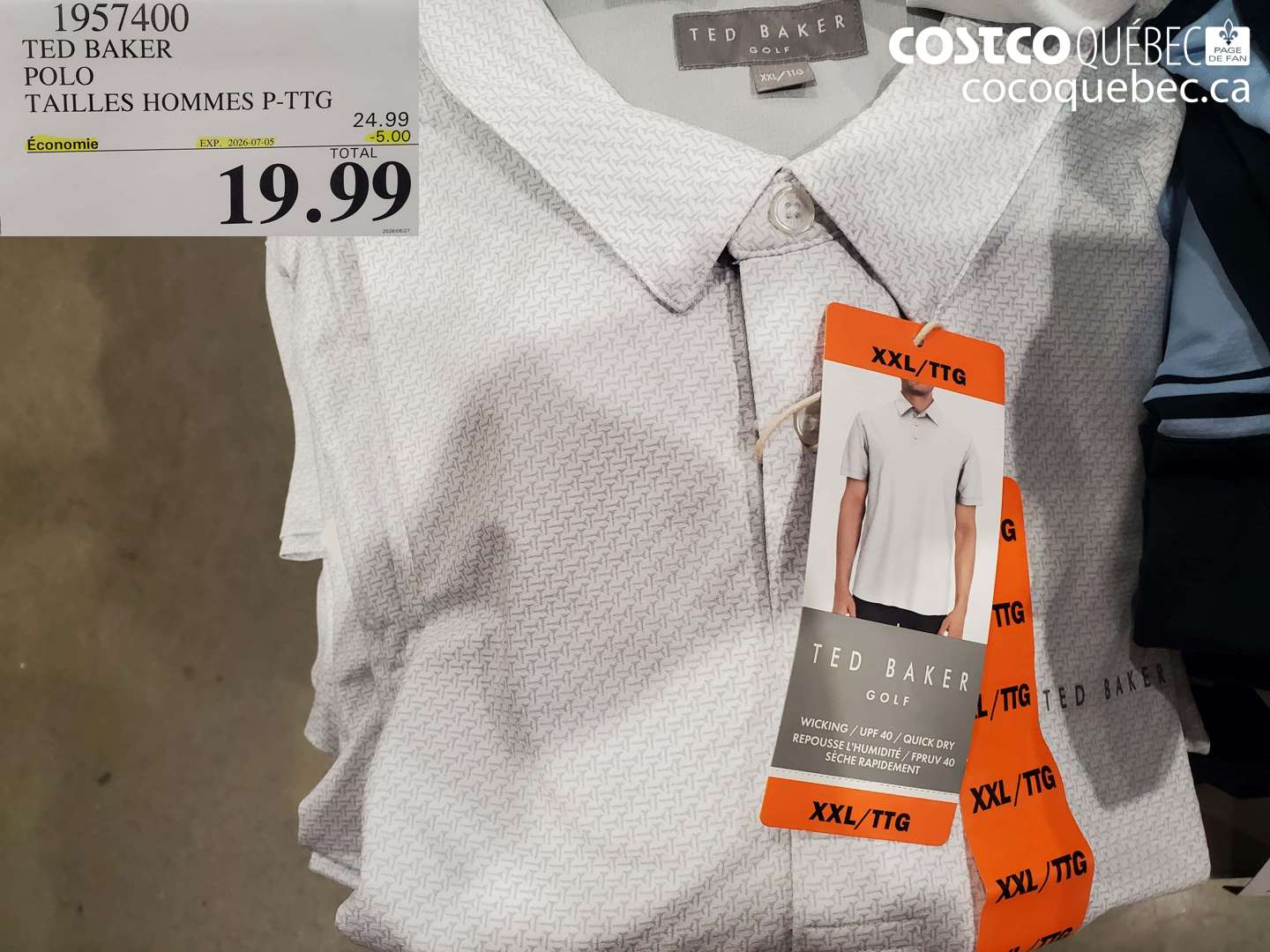 1957400 TED BAKER POLO TAILLES HOMMES P-TTG ($5.00 INSTANT SAVINGS EXPIRES ON 2026-07-05) $19.99