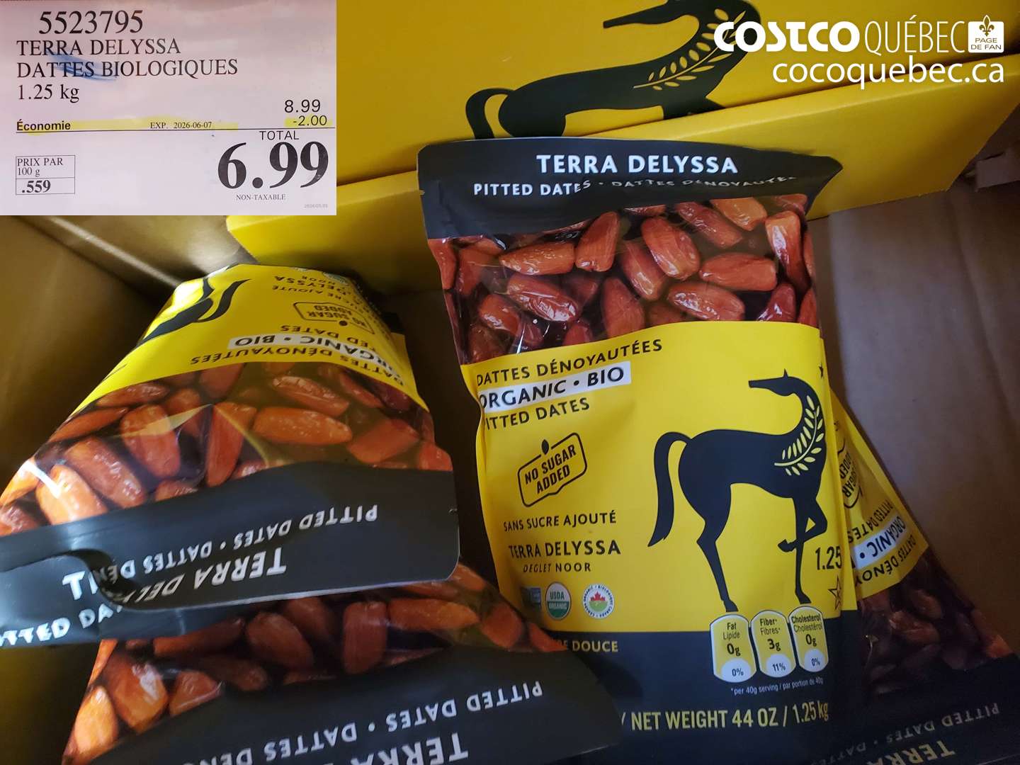 5523795 TERRA DELYSSA DATTES BIOLOGIQUES 1.25 KG ($2.00 INSTANT SAVINGS EXPIRES ON 2026-06-07) $6.99