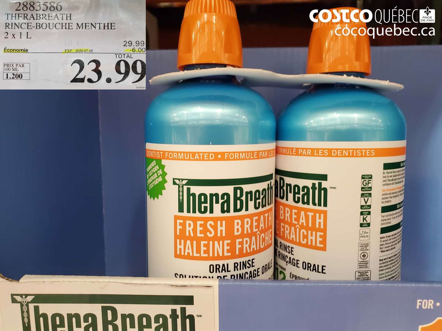2883586 THERABREATH RINCE-BOUCHE MENTHE 2 X 1 L ($6.00 INSTANT SAVINGS EXPIRES ON 2026-07-05) $23.99