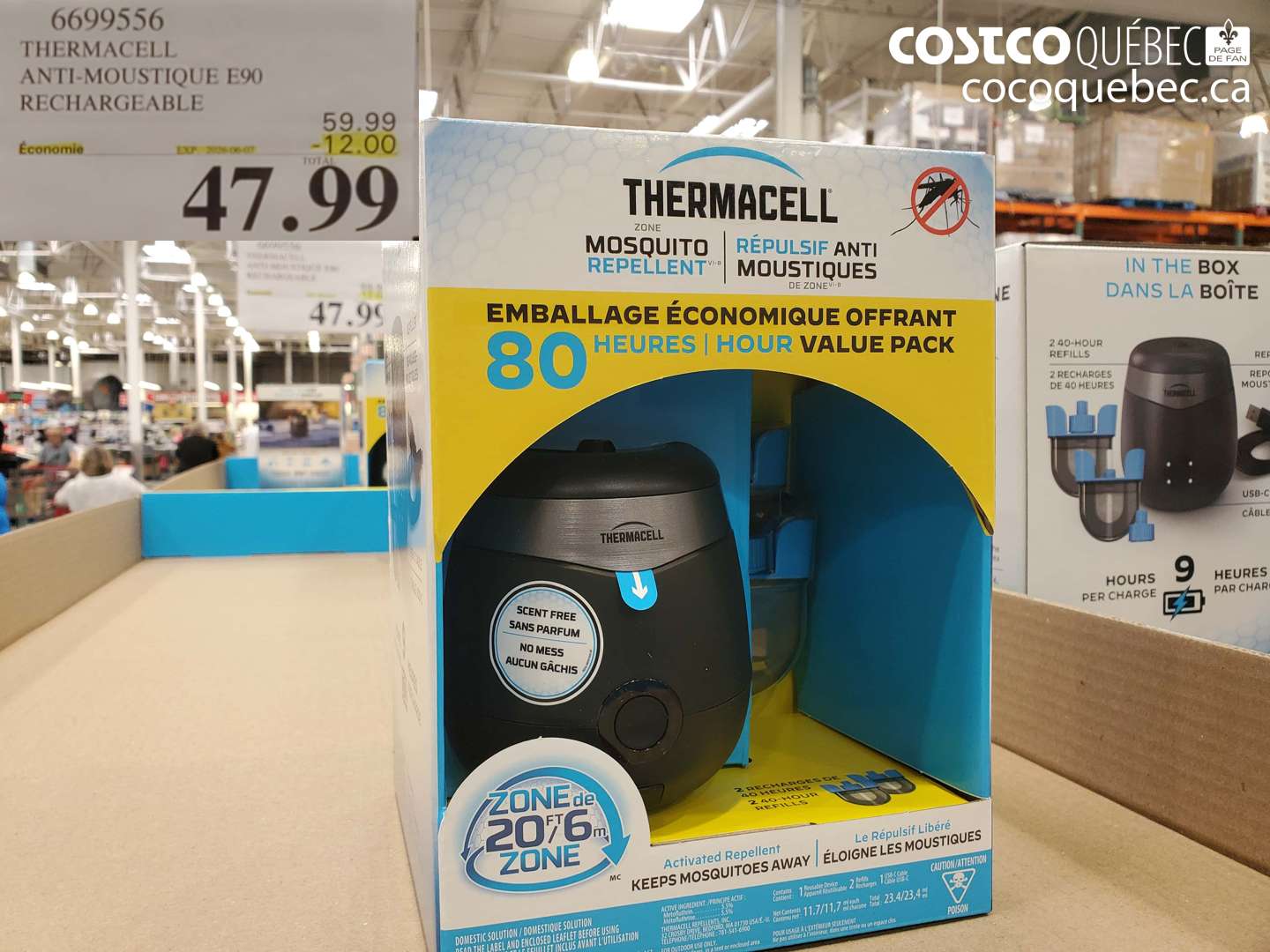 6699556 THERMACELL ANTI-MOUSTIQUE E90 RECHARGEABLE ($12.00 INSTANT SAVINGS EXPIRES ON 2024-09-29) $47.99