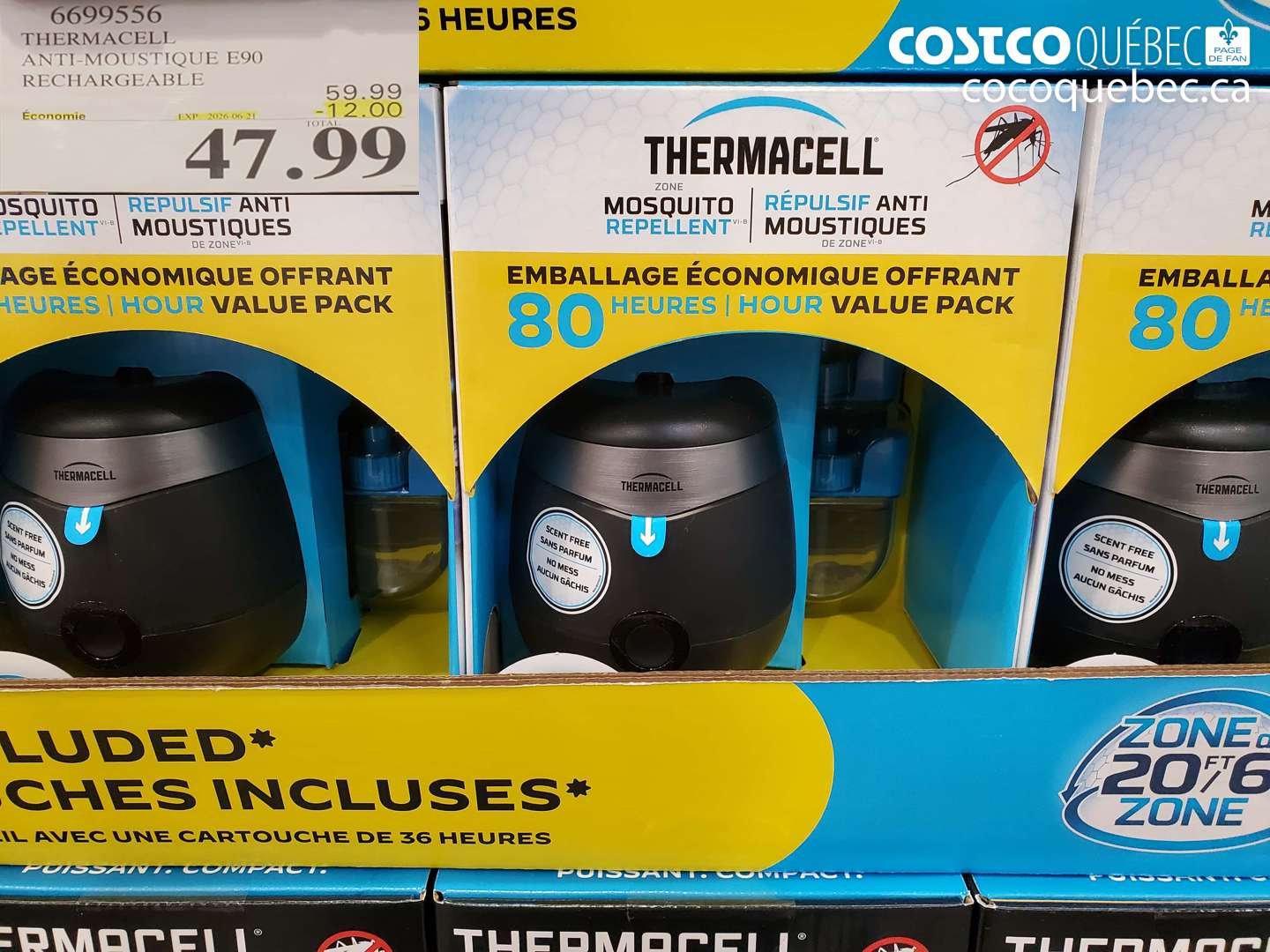 6699556 THERMACELL ANTI-MOUSTIQUE E90 RECHARGEABLE ($12.00 INSTANT SAVINGS EXPIRES ON 2026-06-21) $47.99