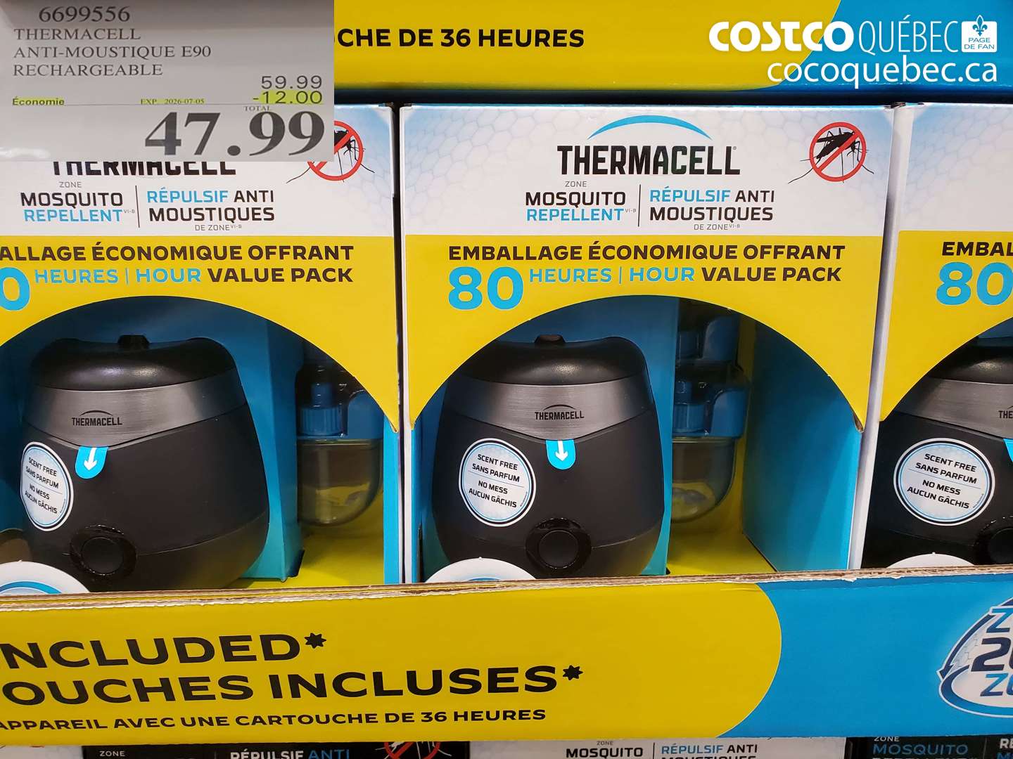 6699556 THERMACELL ANTI-MOUSTIQUE E90 RECHARGEABLE ($12.00 INSTANT SAVINGS EXPIRES ON 2026-07-05) $47.99