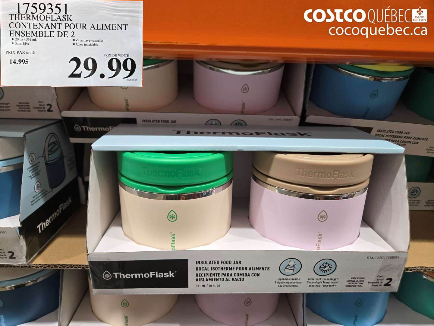 1759351 THERMOFLASK CONTENANT POUR ALIMENT ENSEMBLE DE 2 $29.99