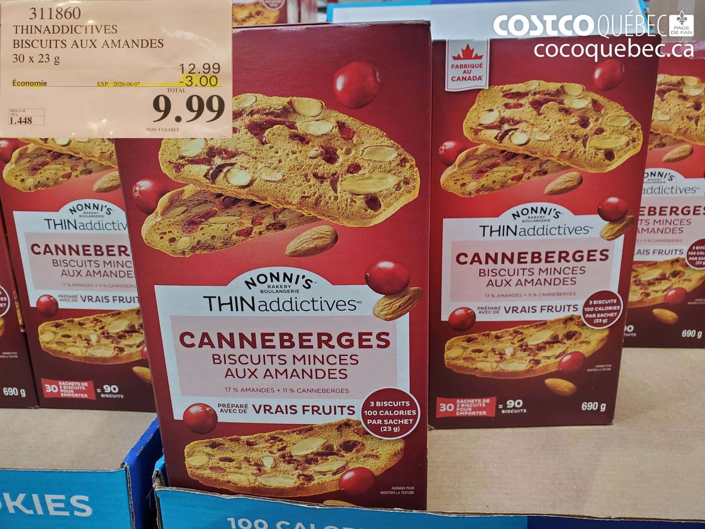 311860 THINADDICTIVES BISCUITS AUX AMANDES 30 X 23 G ($3.00 INSTANT SAVINGS EXPIRES ON 2026-06-07) $9.99