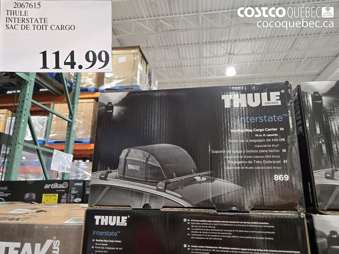 2067615 THULE INTERSTATE SAC DE TOIT CARGO $114.99