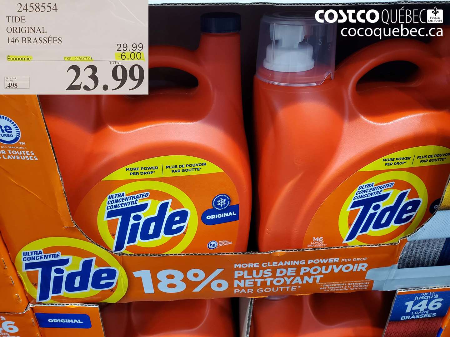 2458554 TIDE ORIGINAL 146 BRASSÉES ($6.00 INSTANT SAVINGS EXPIRES ON 2026-07-05) $23.99