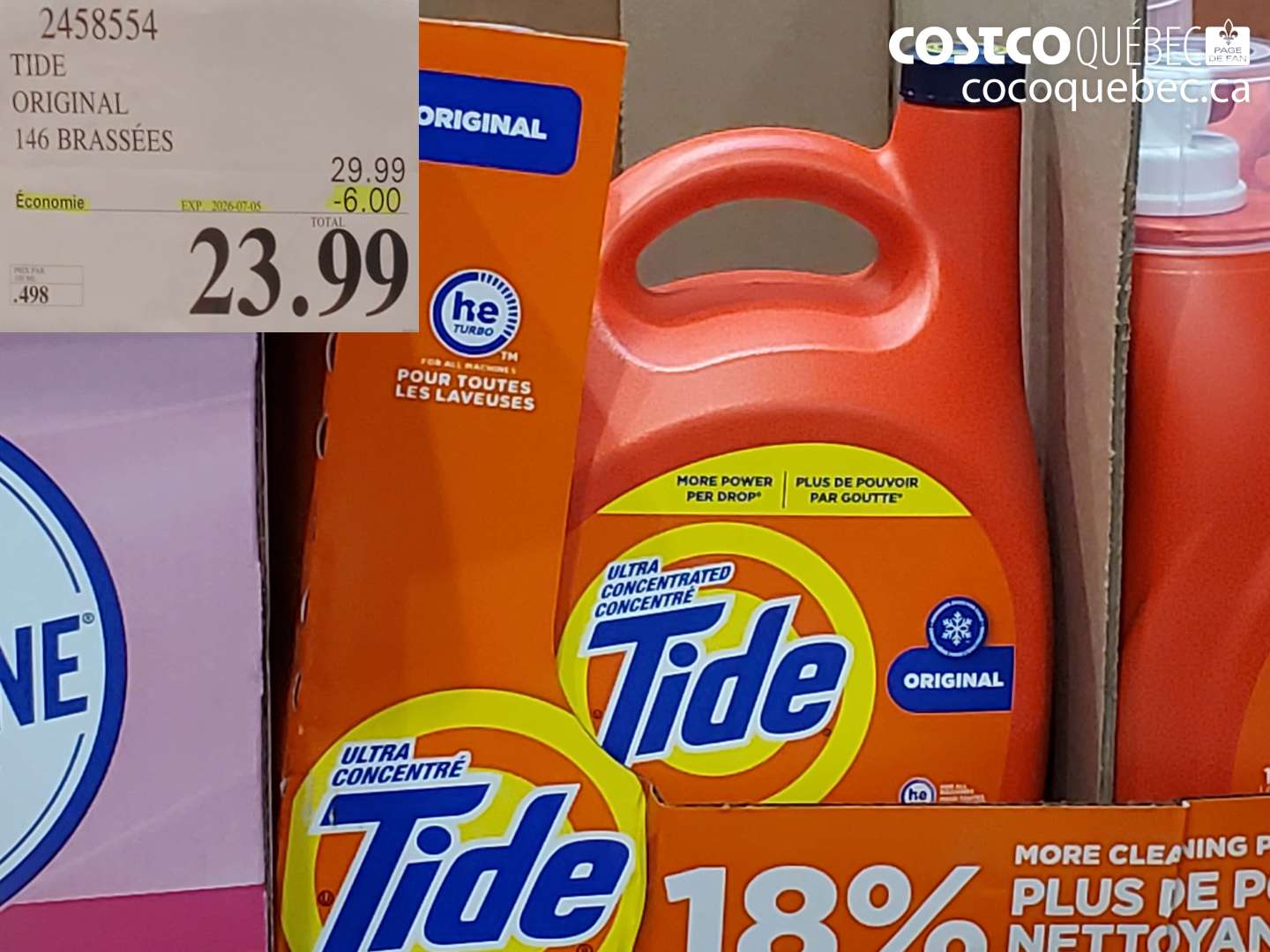 2458554 TIDE ORIGINAL 146 BRASSÉES ($6.00 INSTANT SAVINGS EXPIRES ON 2026-07-05) $23.99