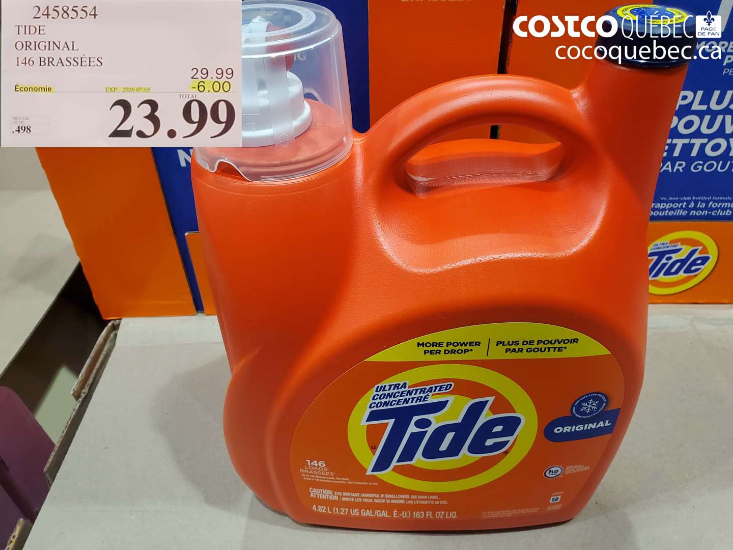 2458554 TIDE ORIGINAL 146 BRASSÉES ($6.00 INSTANT SAVINGS EXPIRES ON 2026-07-05) $23.99