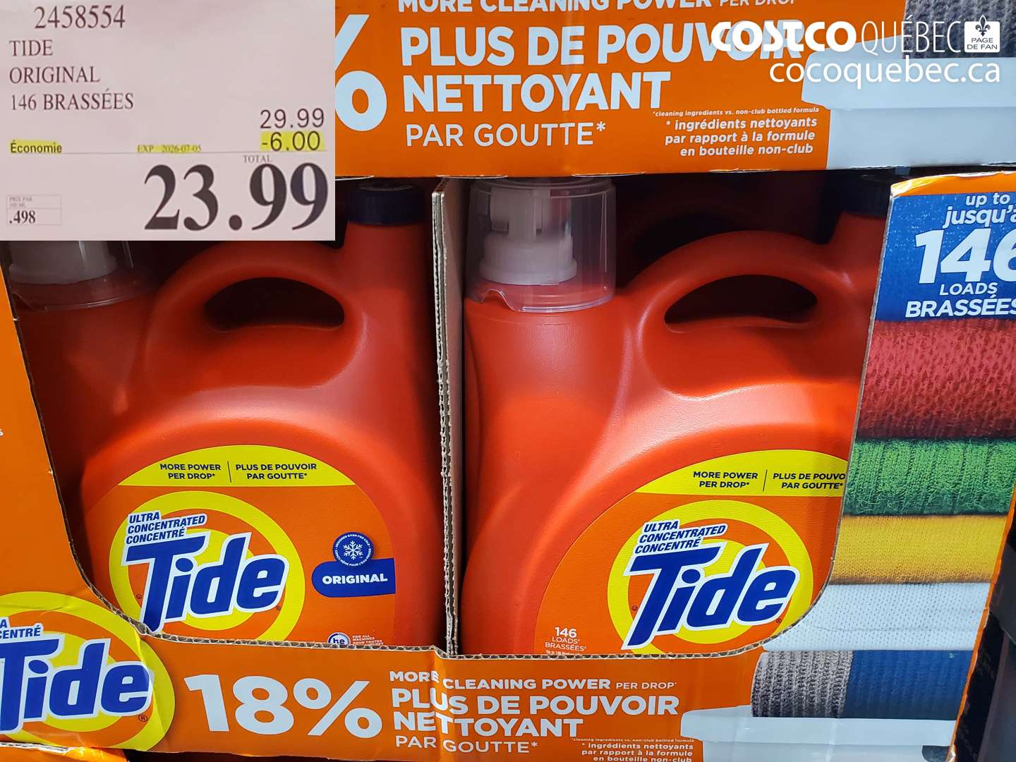 2458554 TIDE ORIGINAL 146 BRASSÉES ($6.00 INSTANT SAVINGS EXPIRES ON 2025-07-05) $23.99