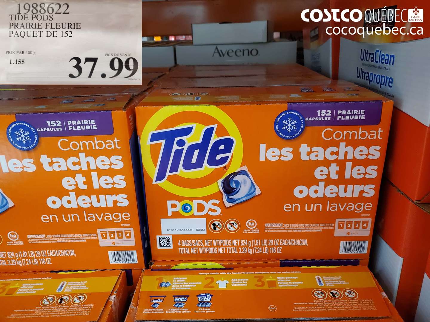 1988622 TIDE PODS PRAIRIE FLEURIE PAQUET DE 152 $37.99
