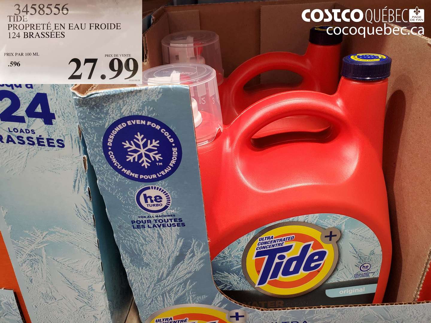3458556 TIDE PROPRETÉ EN EAU FROIDE 124 BRASSÉES $27.99