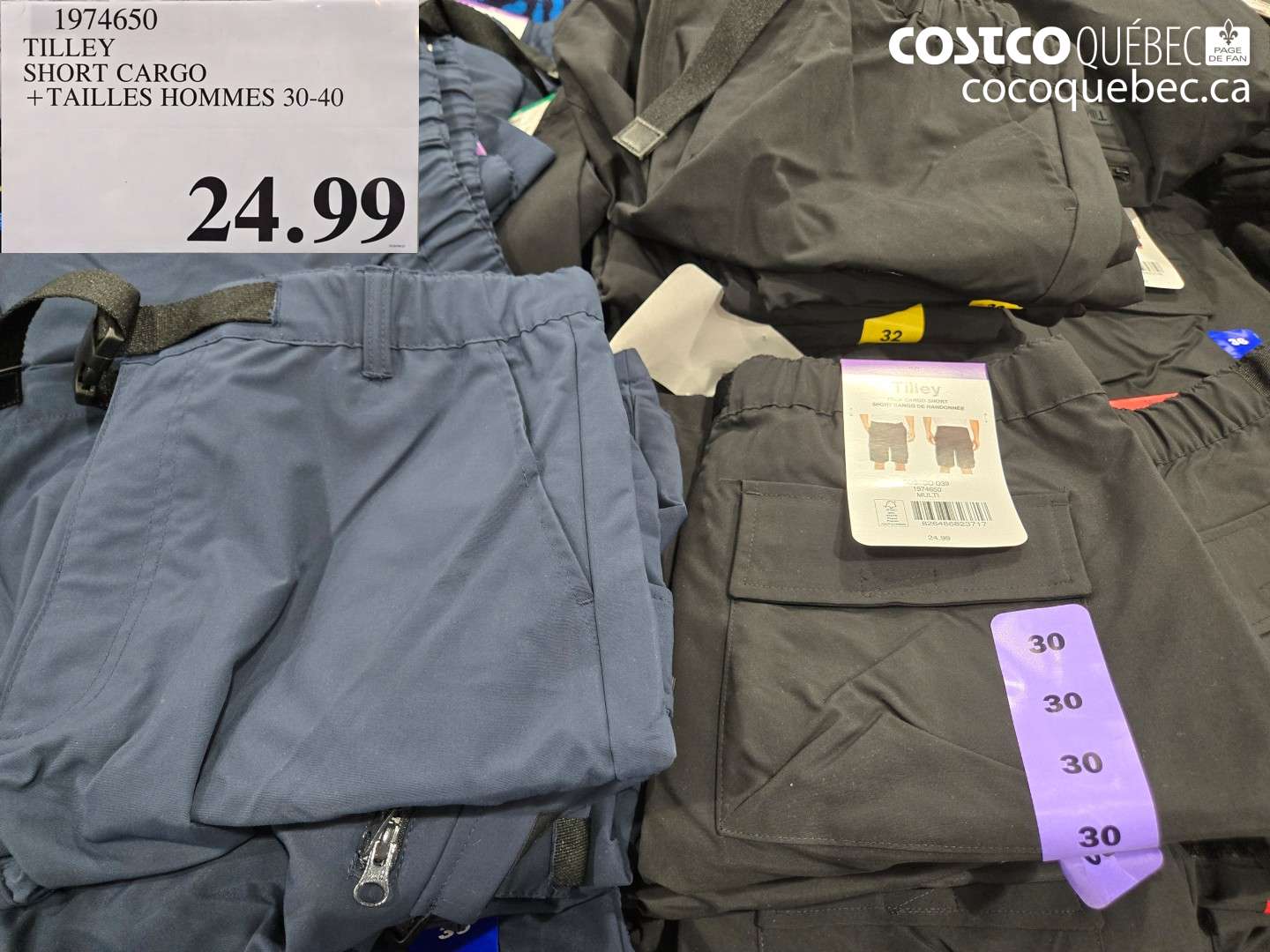 1974650 TILLEY SHORT CARGO + TAILLES HOMMES 30-40 $24.99