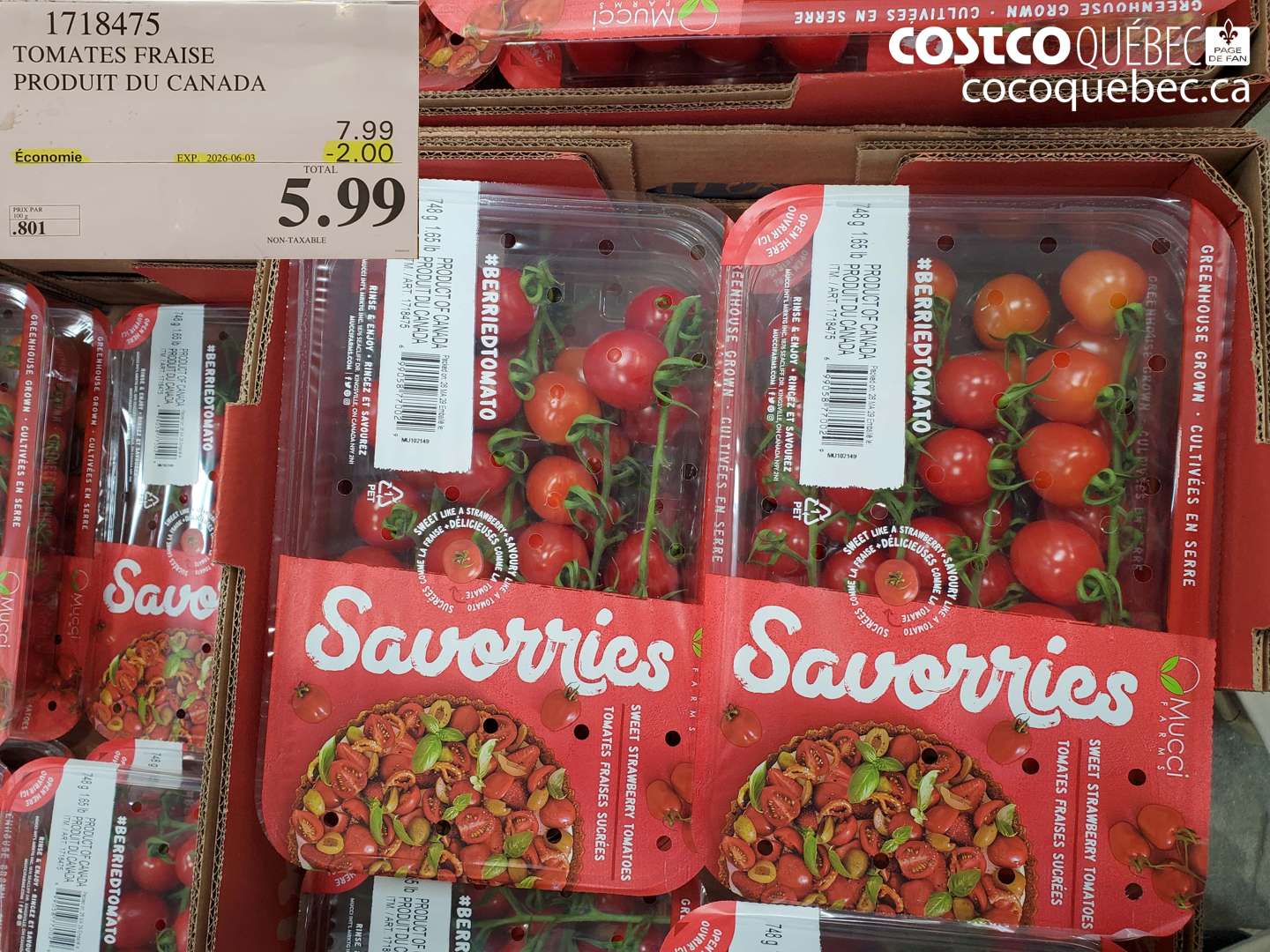 1718475 TOMATES FRAISE PRODUIT DU CANADA ($2.00 INSTANT SAVINGS EXPIRES ON 2026-06-03) $5.99