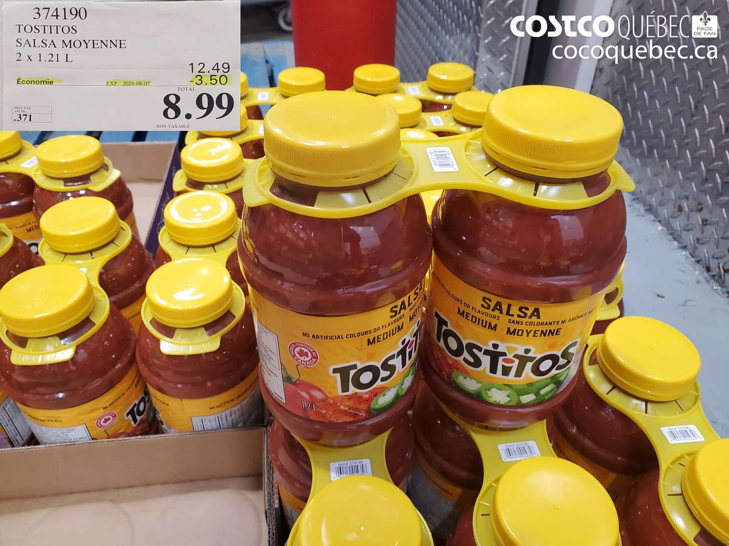 374190 TOSTITOS SALSA MOYENNE 2 X 1.21 L ($3.50 INSTANT SAVINGS EXPIRES ON 2026-06-07) $8.99