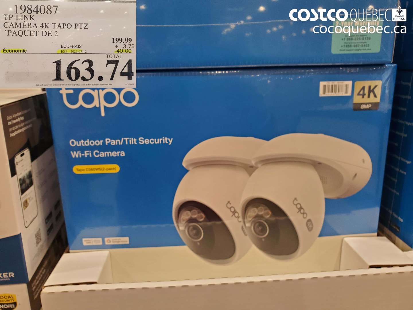 1984087 TP-LINK CAMÉRA 4K TAPO PTZ PAQUET DE 2 ($40.00 INSTANT SAVINGS EXPIRES ON 2026-07-12) $163.74