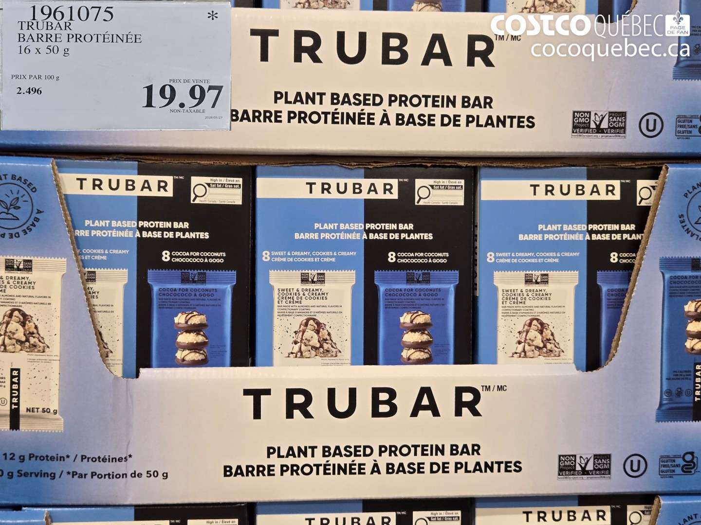 1961075 TRUBAR BARRE PROTÉINÉE 16 X 50 G $19.97