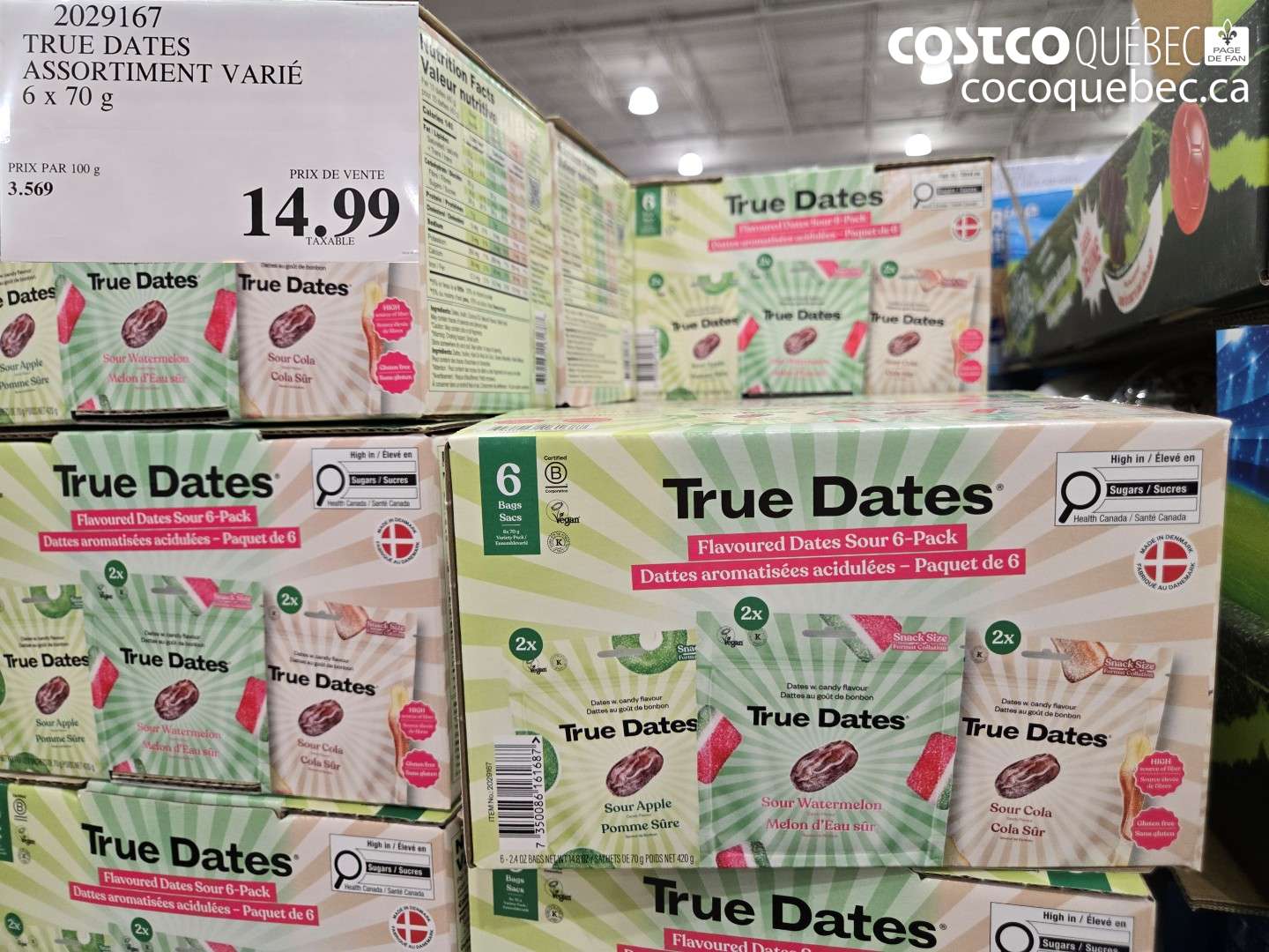 2029167 TRUE DATES ASSORTIMENT VARIÉ 6 X 70 G $14.99