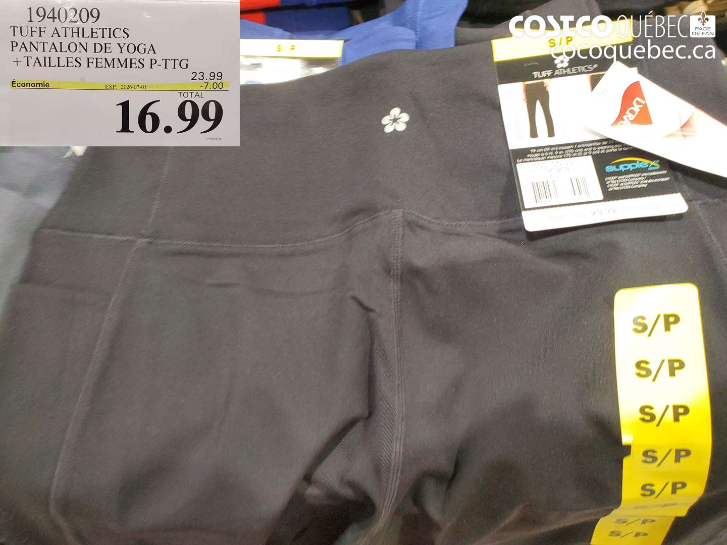 1940209 TUFF ATHLETICS PANTALON DE YOGA + TAILLES FEMMES P-TTG ($7.00 INSTANT SAVINGS EXPIRES ON 2026-07-01) $16.99