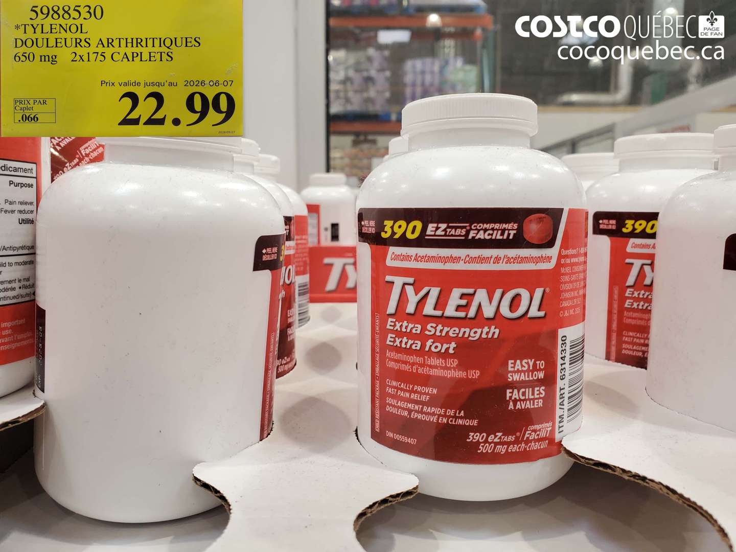 5988530 TYLENOL DOULEURS ARTHRITIQUES 650 MG 2X175 CAPLETS (EXPIRES ON 2026-06-07) $22.99