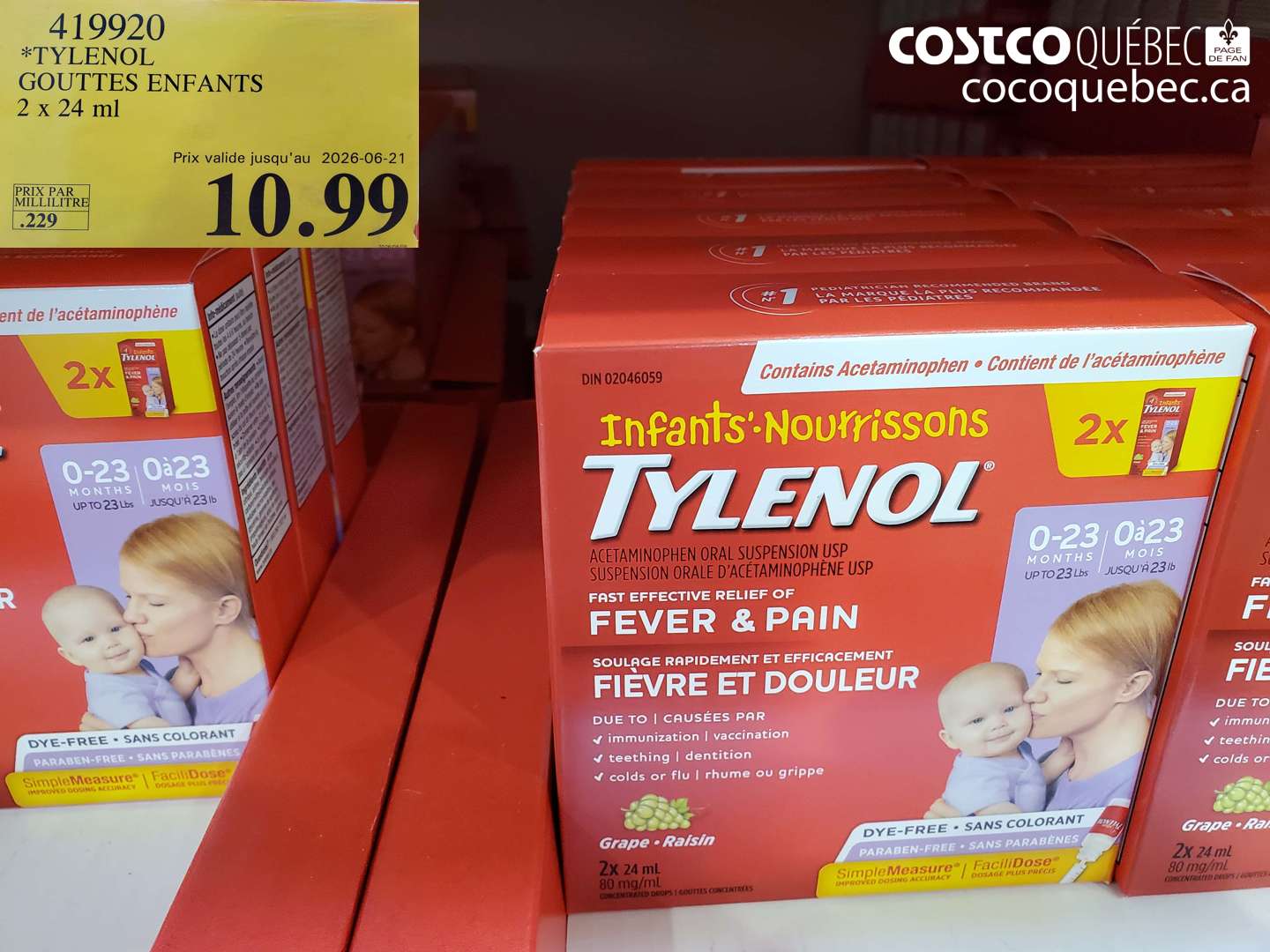 419920 TYLENOL GOUTTES ENFANTS 2 X 24 ML (EXPIRES ON 2026-06-21) $10.99