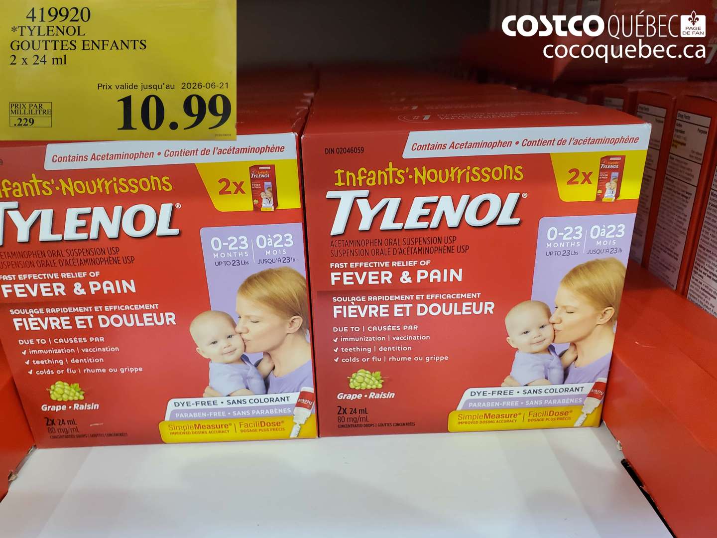 419920 TYLENOL GOUTTES ENFANTS 2 X 24 ML (EXPIRES ON 2026-06-21) $10.99