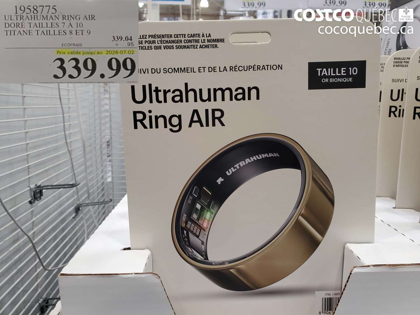 1958775 ULTRAHUMAN RING AIR DORÉ TAILLES 7 À 10 TITANE TAILLES 8 ET 9 (EXPIRES ON 2026-07-02) $339.99