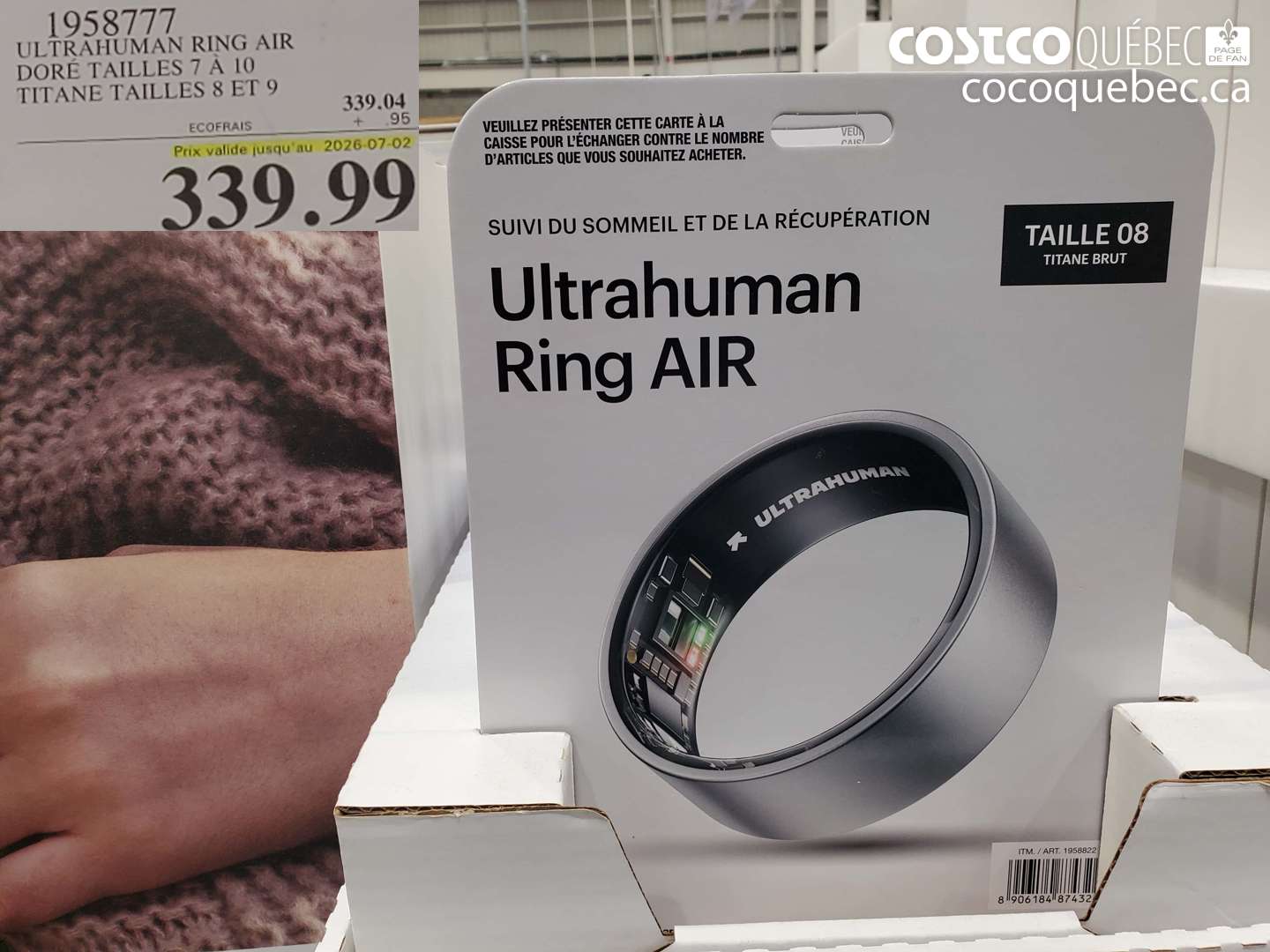 1958777 ULTRAHUMAN RING AIR DORÉ TAILLES 7 À 10 TITANE TAILLES 8 ET 9 (EXPIRES ON 2026-07-02) $339.99