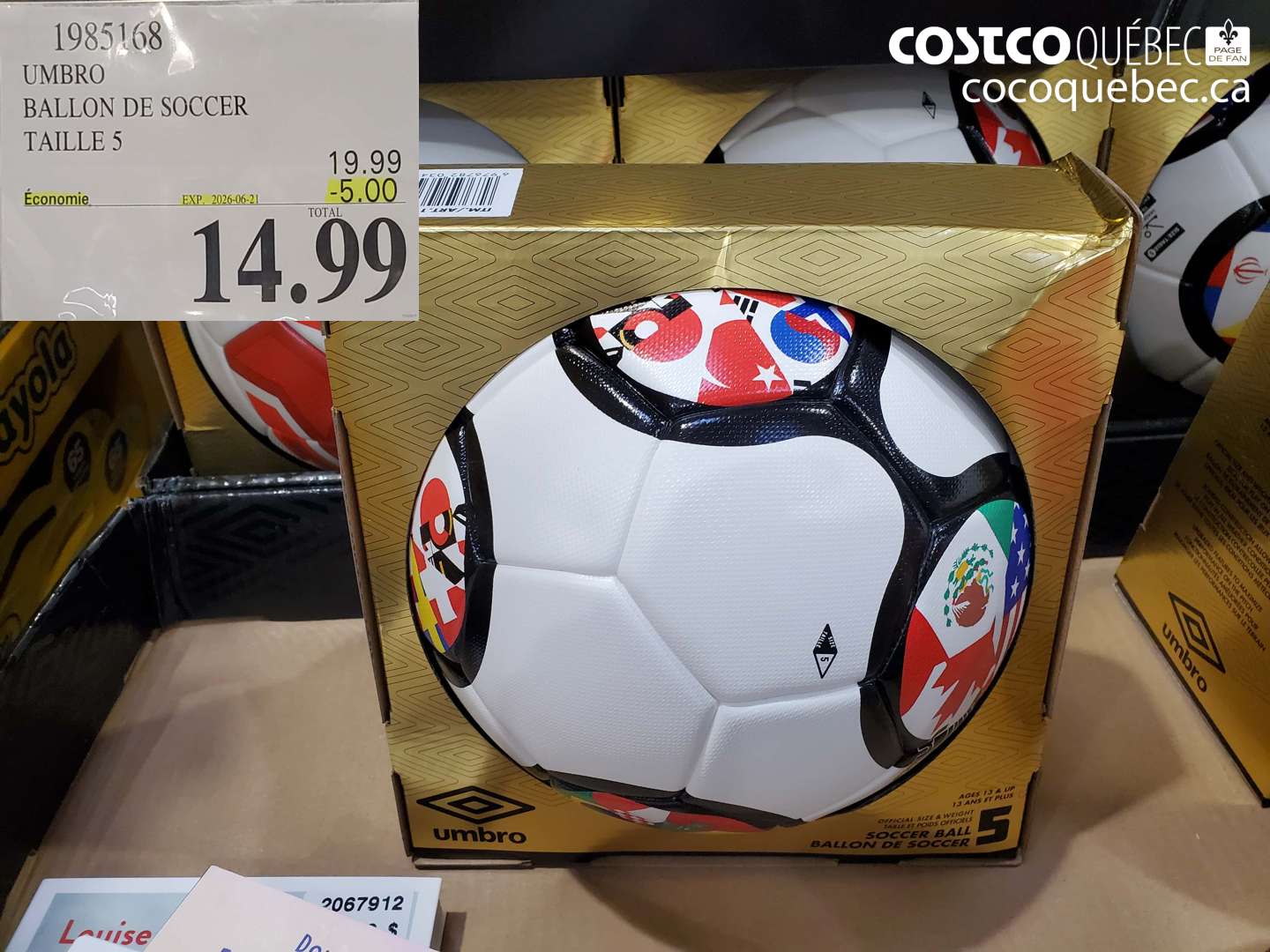 1985168 UMBRO BALLON DE SOCCER TAILLE 5 ($5.00 INSTANT SAVINGS EXPIRES ON 2026-06-21) $14.99