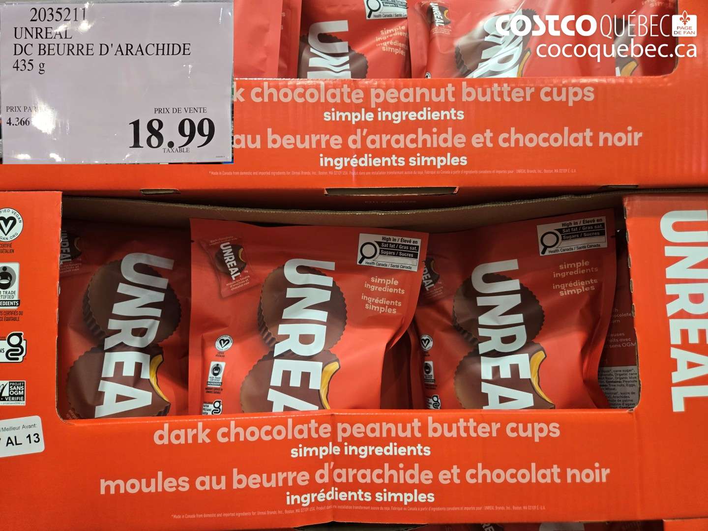 2035211 UNREAL DC BEURRE D'ARACHIDE 435 G $18.99