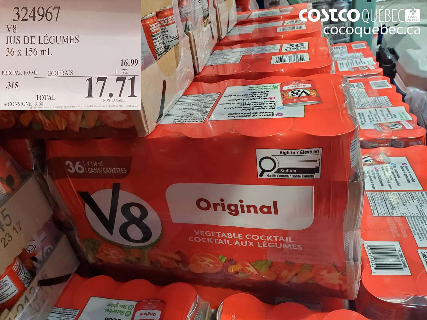 324967 V8 JUS DE LÉGUMES 36 X 156 ML $17.71