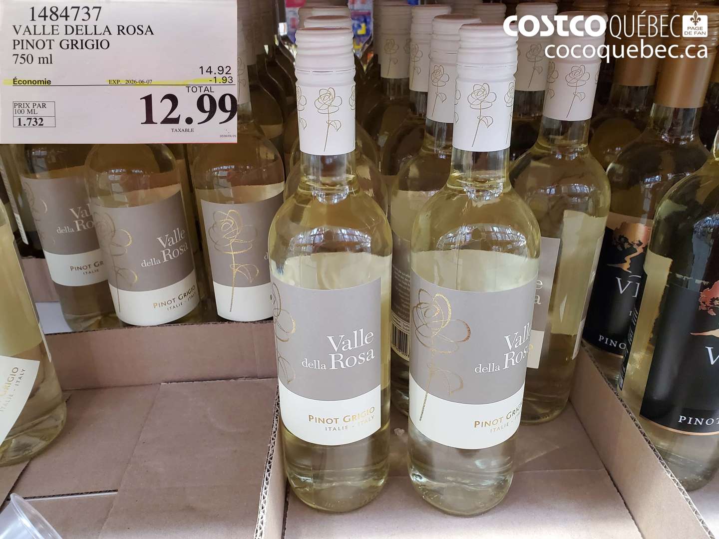 1484737 VALLE DELLA ROSA PINOT GRIGIO 750 ML ($1.93 INSTANT SAVINGS EXPIRES ON 2026-06-07) $12.99