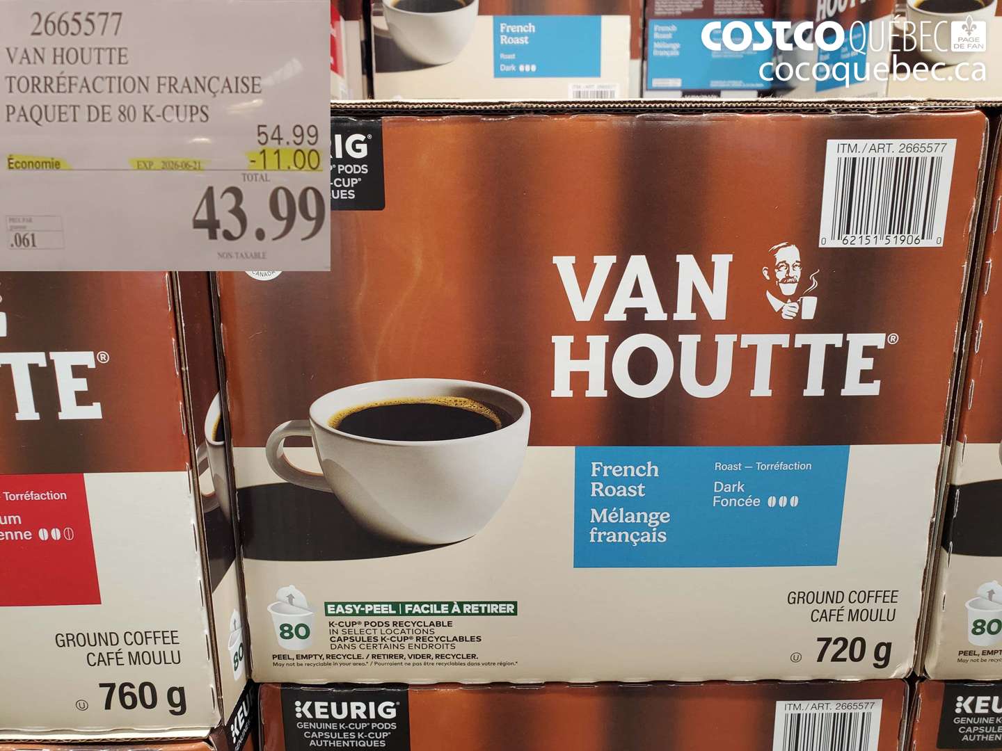 2665577 VAN HOUTTE TORRÉFACTION FRANCAISE PAQUET DE 80 K-CUPS ($11.00 INSTANT SAVINGS EXPIRES ON 2026-06-21) $43.99