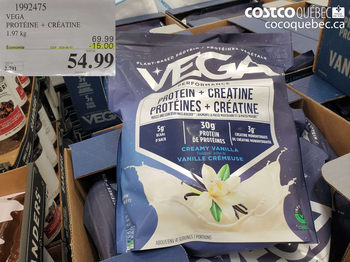 1992475 VEGA PROTÉINE + CRÉATINE 1.97 KG ($15.00 INSTANT SAVINGS EXPIRES ON 2026-06-07) $54.99