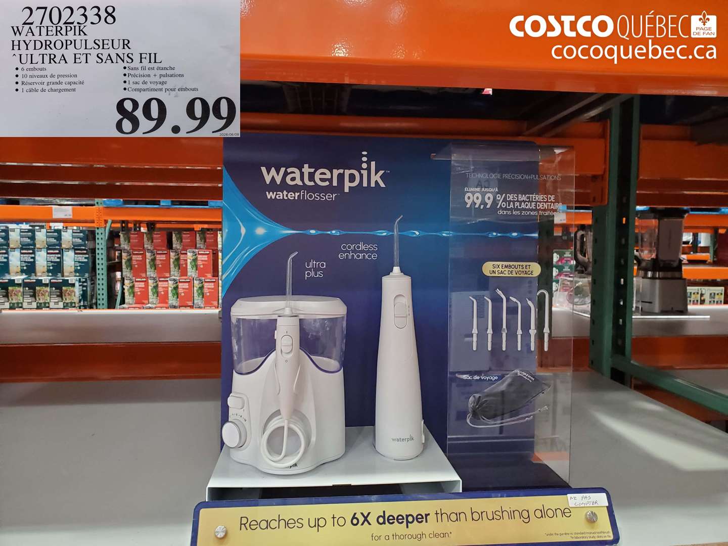 2702338 WATERPIK HYDROPULSEUR ULTRA ET SANS FIL $89.99