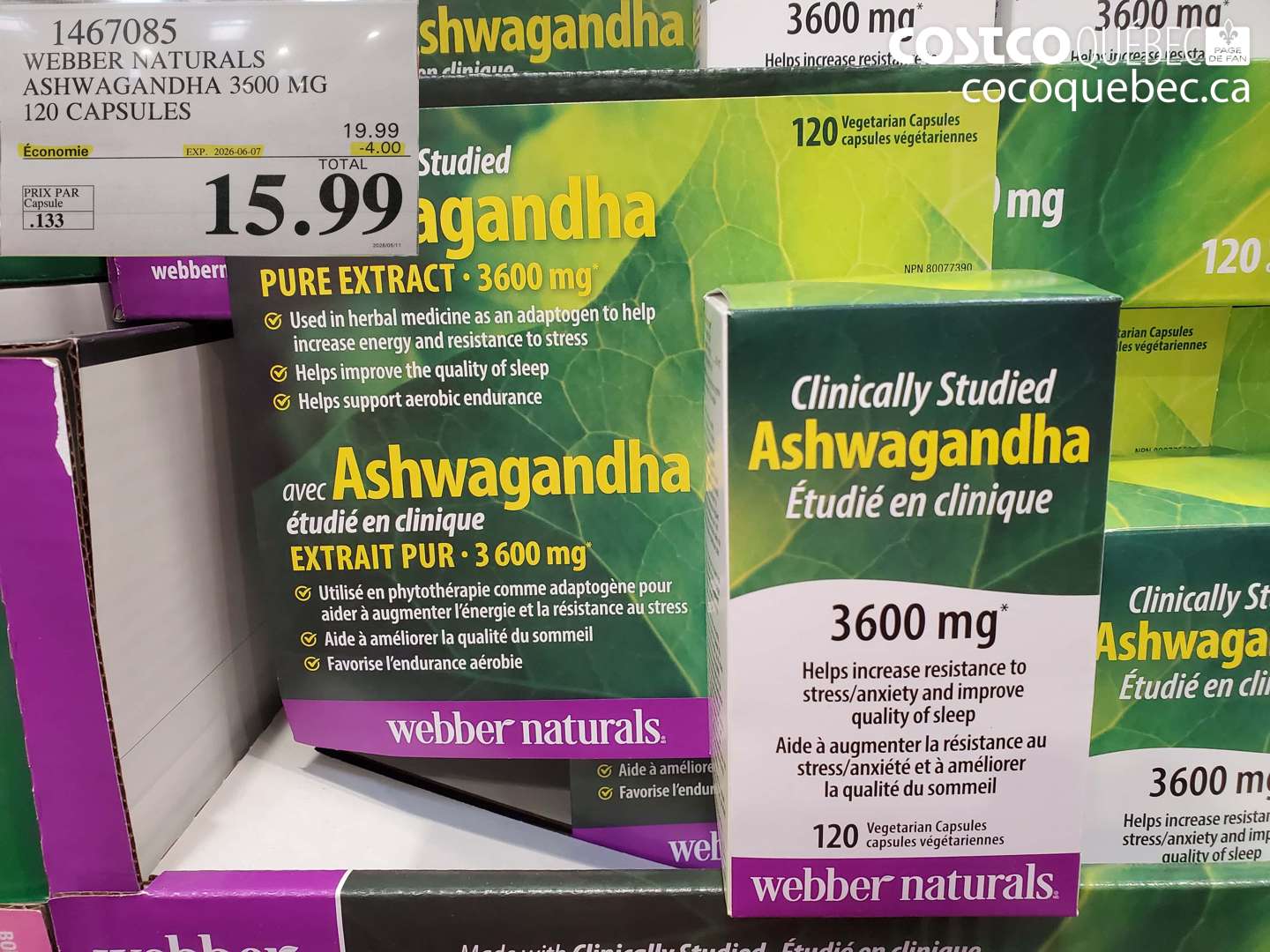 1467085 WEBBER NATURALS ASHWAGANDHA 3500 MG 120 CAPSULES ($4.00 INSTANT SAVINGS EXPIRES ON 2026-06-07) $15.99