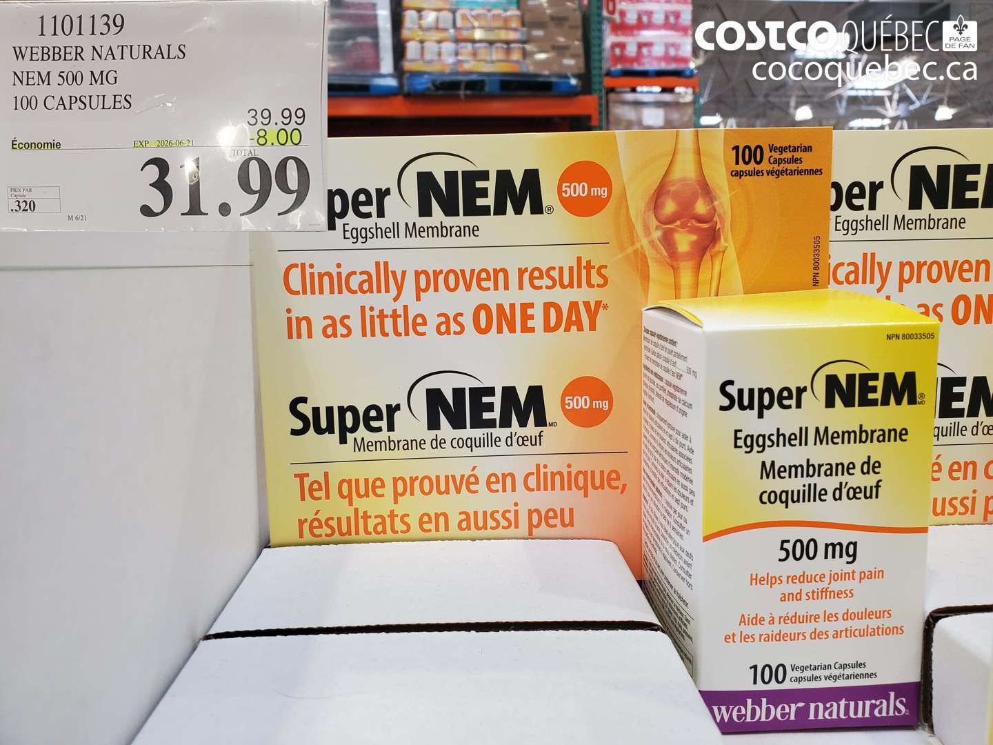 1101139 WEBBER NATURALS NEM 500 MG 100 CAPSULES ($8.00 INSTANT SAVINGS EXPIRES ON 2026-06-21) $31.99