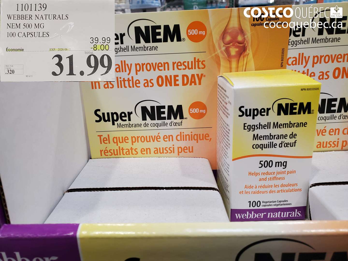 1101139 WEBBER NATURALS NEM 500 MG 100 CAPSULES ($8.00 INSTANT SAVINGS EXPIRES ON 2026-06-21) $31.99
