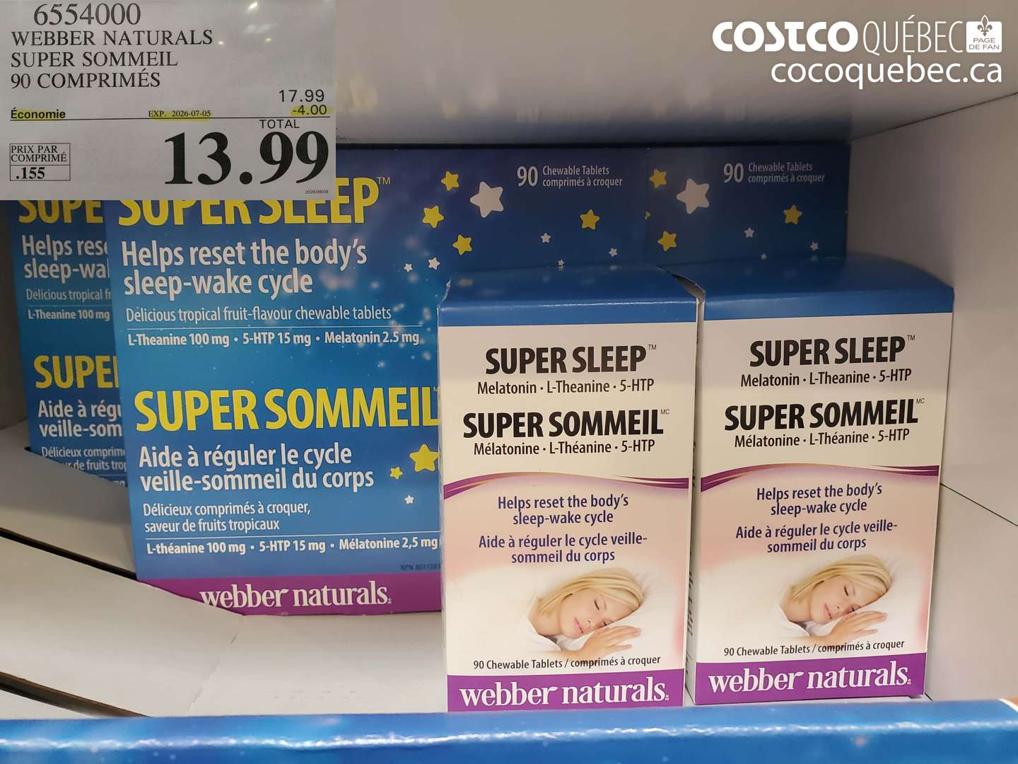 6554000 WEBBER NATURALS SUPER SOMMEIL 90 COMPRIMÉS ($4.00 INSTANT SAVINGS EXPIRES ON 2026-07-05) $13.99