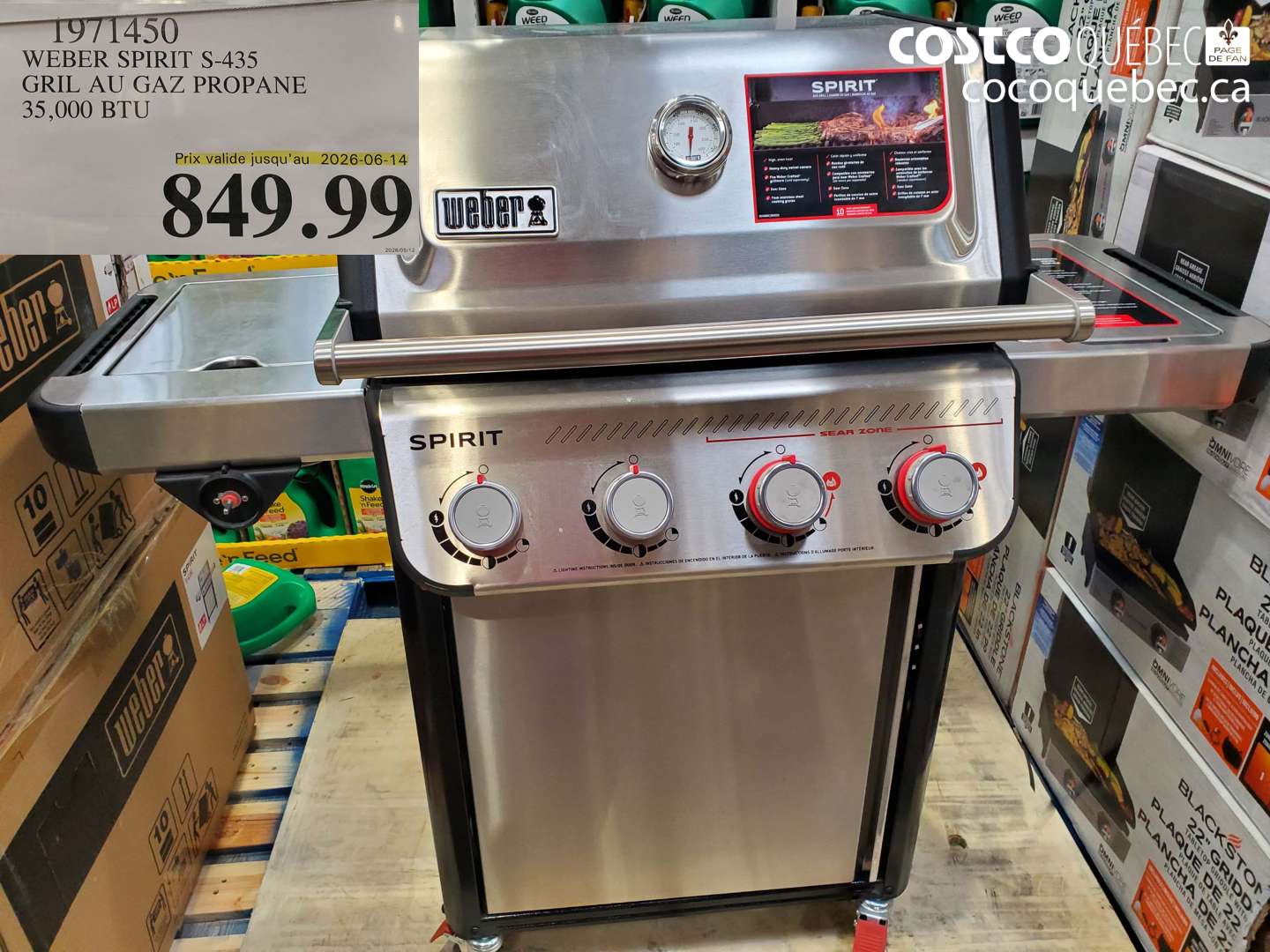 1971450 WEBER SPIRIT S-435 GRIL AU GAZ PROPANE 35.000 BTU (EXPIRES ON 2026-06-14) $849.99
